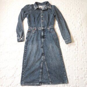 Rails Denim Diamonds Shirt Dress Long Sleeve Western Knee Length Small Women S